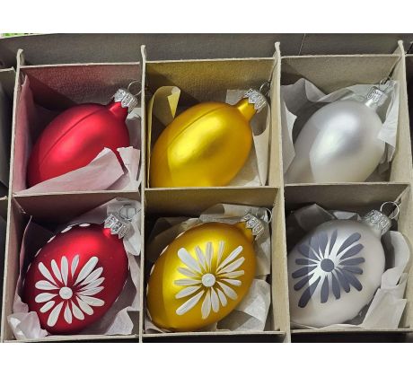Sada 6 kusov sklenených veľkonočných vajíčok ornament 1 – svetla