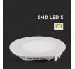 Mini LED panel okrúhly Premium zapustený 6W, 3000K, 420lm, VT-607 (V-TAC)