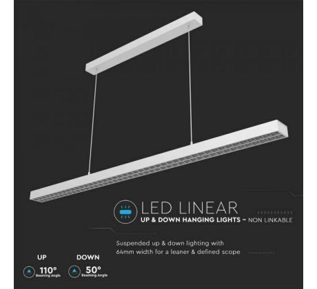 Linenárne LED závesné svietidlo PRO 60W, 4000K, 6000lm, biele, VT-7-61 (V-TAC)