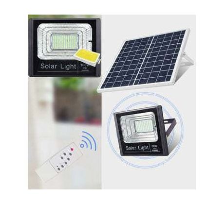 Reflektor LED solárny 20W, 4000K, 1650lm, komplet sada s panelom, čierny VT-60W (V-TAC)