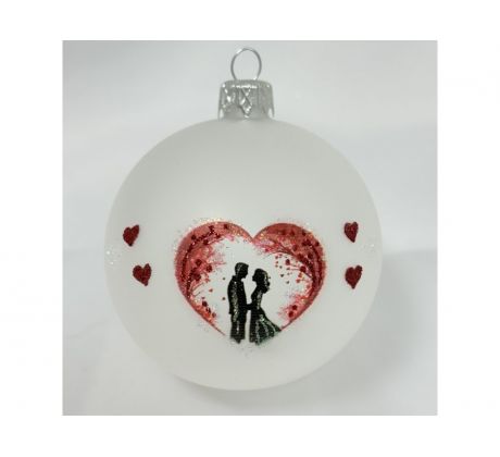 Romantická vianočná guľa 8 cm v darčekovej krabičke