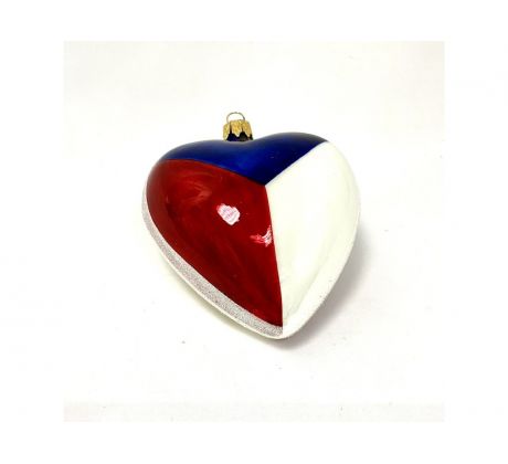 Sklenená ozdoba srdca „Patriotické srdce“, 10 cm, modro-červeno-biele ( veľkosť 10 cm v darčekovej krabičke )