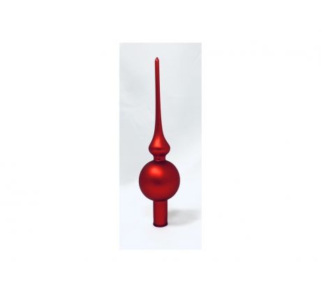 Červená sklenená špica na stromček (28 cm)