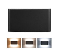 Solight LED vonkajšie nástenné osvetlenie Modena, 12W, 800lm, 3CCT, čierna