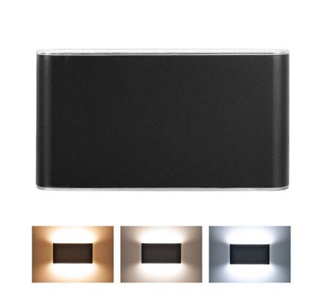 Solight LED vonkajšie nástenné osvetlenie Modena, 12W, 800lm, 3CCT, čierna