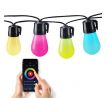 Solight LED smart vonkajšia reťaz s RGB žiarovkami, bluetooth, 15 žiaroviek, 14m+6m, 10W