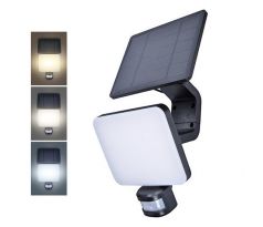 Solight LED solárne svetlo so senzorom, 11W, 1200lm, 3CCT, Li-Ion, čierna
