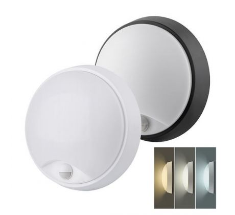 Solight LED vonkajšie osvetlenie so senzorom a nastaviteľnou CCT, 18W, 1800lm, 22cm, 2v1,biely a čierny kryt