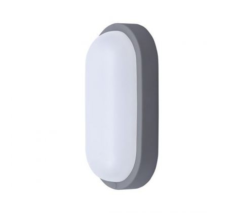 Solight LED vonkajšie osvetlenie oválne, 13W, 910lm, 4000K, IP54, 21cm, sivá farba