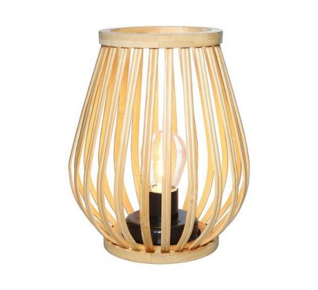 Solight bambusový lampáš s LED žiarovkou, teplá biela, 2x AA, 20cm