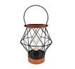 Solight kovový lampáš so žiarovkou s micro LED, teplá biela, 3xAA, 20cm