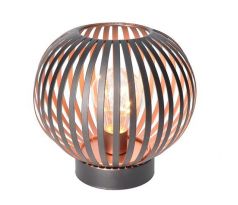 Solight kovový okrúhly lampáš so žiarovkou s micro LED, teplá biela, medená, 3xAA, 19cm