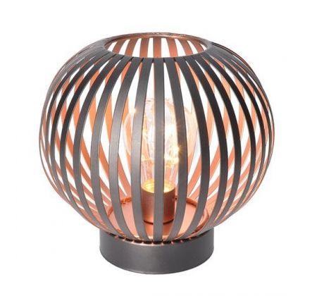 Solight kovový okrúhly lampáš so žiarovkou s micro LED, teplá biela, medená, 3xAA, 19cm