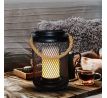 Solight kovový lampáš s LED sviečkou, teplá biela, 3xAA, čierna, 20cm