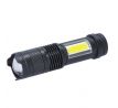 Solight LED nabíjacie vreckové svietidlo so zoomom, 100lm + 70lm, Li-Ion, USB, čierna