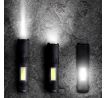 Solight LED nabíjacie vreckové svietidlo so zoomom, 100lm + 70lm, Li-Ion, USB, čierna