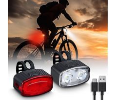 Solight set nabíjacích cyklo svietidiel, 160lm predné, zadné červená, Li-Ion, USB