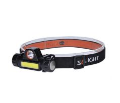 Solight LED čelové nabíjacie svietidlo, 3W + COB, 150lm + 60lm, Li-Ion
