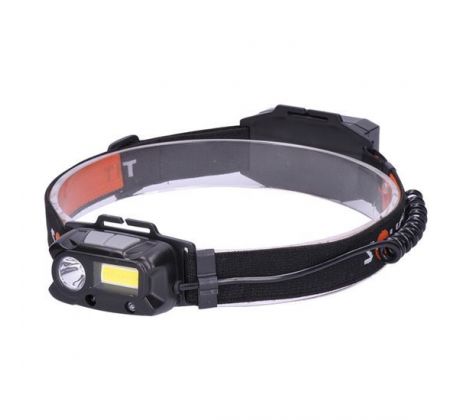 Solight LED čelové nabíjacie svietidlo, 3W + COB, 150lm + 60lm, Li-Ion