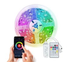 Solight wifi Smart LED svetelný pás, RGB, 5m, sada s adaptérom a dialkovým ovladačom