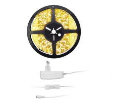 Solight LED svetelný pás s testrom, 5m, sada s 12V adaptérom, 4,8W/m, IP65, teplá biela