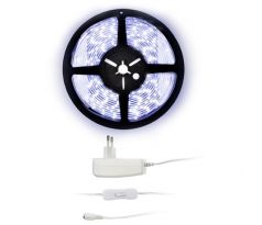 Solight LED svetelný pás s testrom, 5m, sada s 12V adaptérom, 4,8W/m, IP65, studená biela