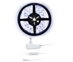 Solight LED svetelný pás s testrom, 5m, sada s 12V adaptérom, 4,8W/m, IP20, studená biela