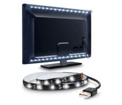 Solight LED pásik pre TV, 100cm, USB, vypínač, studená biela