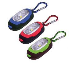 Solight LED svietidlo s karabínou, 30lm, COB LED, 2x CR2032 súčasťou