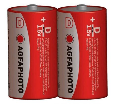 AgfaPhoto zinková batéria R20/D, shrink 2ks