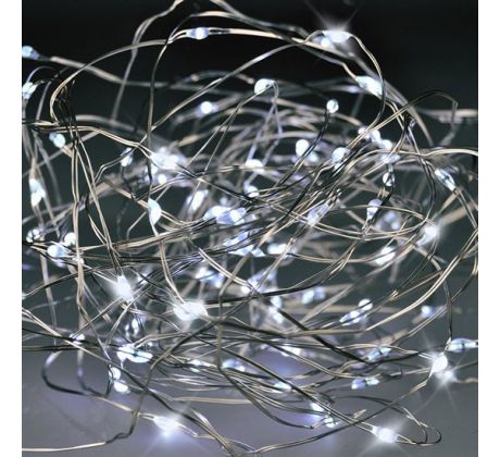 Solight vianočná reťaz strieborná, 30x mini LED, 3m, 3 x AA, studené svetlo