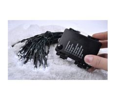 Solight LED vonkajšia vianočná reťaz, 50LED, 5m, 3m prívod, 8 funkcií, IP44, 3x AA, teplá biela