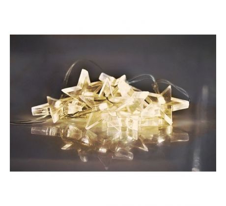 Solight LED vianočná reťaz, hviezdy, 1,5m, 10x LED, 2x AA, žluté svetlo