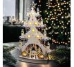 Solight LED drevený vianočný stromek s dekoráciami, 23x LED, prírodná farba, 64cm, 2x AA