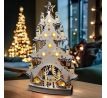 Solight LED drevený vianočný stromek s dekoráciami, 23x LED, prírodná farba, 64cm, 2x AA