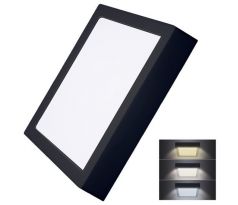Solight LED mini panel CCT, prisazený, 24W, 1800lm, 3000K, 4000K, 6000K, štvorcový, čierna farba