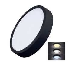 Solight LED mini panel CCT, prisazený, 24W, 1800lm, 3000K, 4000K, 6000K, okrúhly, čierna farba