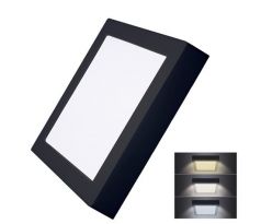 Solight LED mini panel CCT, prisazený, 18W, 1530lm, 3000K, 4000K, 6000K, štvorcový, čierna farba