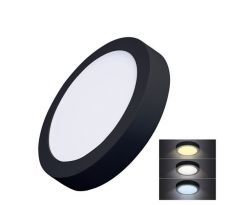 Solight LED mini panel CCT, prisazený, 18W, 1530lm, 3000K, 4000K, 6000K, okrúhly, čierna farba