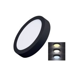 Solight LED mini panel CCT, prisazený, 12W, 900lm, 3000K, 4000K, 6000K, okrúhly, čierna farba