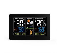 Solight meteostanica, extra veľký farebný LCD, teplota, vlhkosť, tlak, RCC, USb nabíjanie, čierna