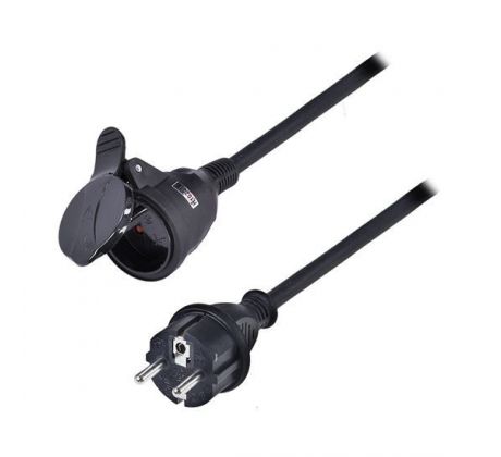 Solight predlžovací prívod - spojka, 1 zásuvka, 20m, 3 x 1,5mm2, gumová, čierna