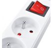 Solight predlžovací prívod, 6 zásuviek, biely, vypínač, 3m