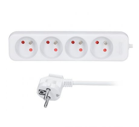 Solight predlžovací prívod, 4 zásuvky, biely, 1,5m