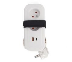 Solight 2z + USB A+C 20W PD, cestovný predlžovací prívod 1.5m, biely