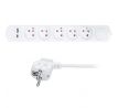 Solight predlžovací prívod 5 zásuviek, USB A+C nabíjačka 12W, 3m, 3 x 1mm2, biely, vypínač