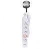 Solight predlžovací prívod 5 zásuviek, USB A+C nabíjačka 12W, 3m, 3 x 1mm2, biely, vypínač