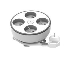 Solight 4z predlžovací prívod, 2m, 3 x 1mm2, biely, vypínač