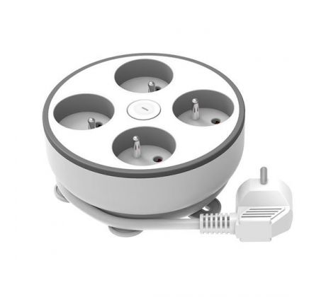 Solight 4z predlžovací prívod, 2m, 3 x 1mm2, biely, vypínač