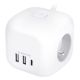 Solight 3z + USB A+C predlžovací prívod - kocka, 2m, 3 x 1mm2, biely, vypínač